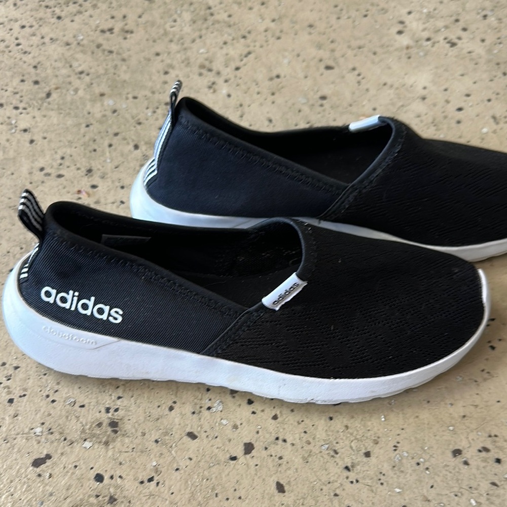 Adidas Black and White Slip-On Sneakers